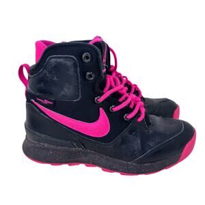 Nike Stasis ACG High Sneakers Youth Size 3.5 Black Pink Logo Lace Up 685610-002‎